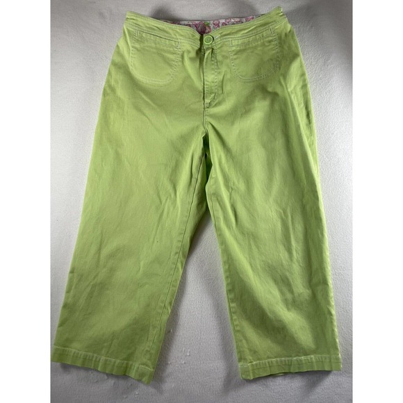 Pappagallo's Lime Green Cotton/Spandex Cargo Capris culottes size 8 pockets - Picture 1 of 6
